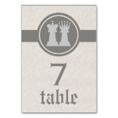 Chess King and Queen Wedding Table Card, Gray Kaart (Voorkant)