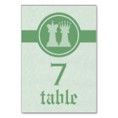 Chess King and Queen Wedding Table Card, Green Kaart (Voorkant)