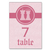 Chess King and Queen Wedding Table Card, Pink Kaart (Voorkant)