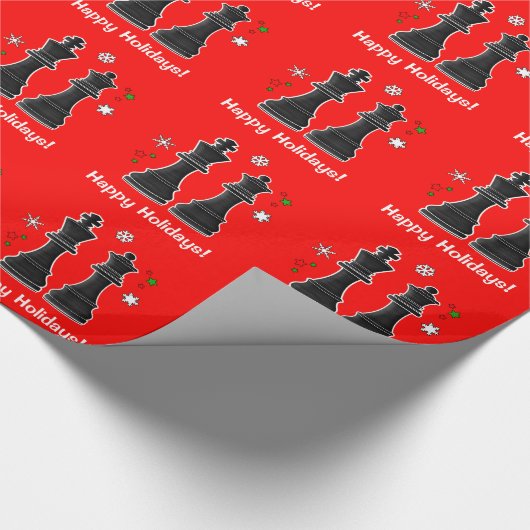 Chess King en Queen met Kerstmis Cadeaupapier (Hoek)