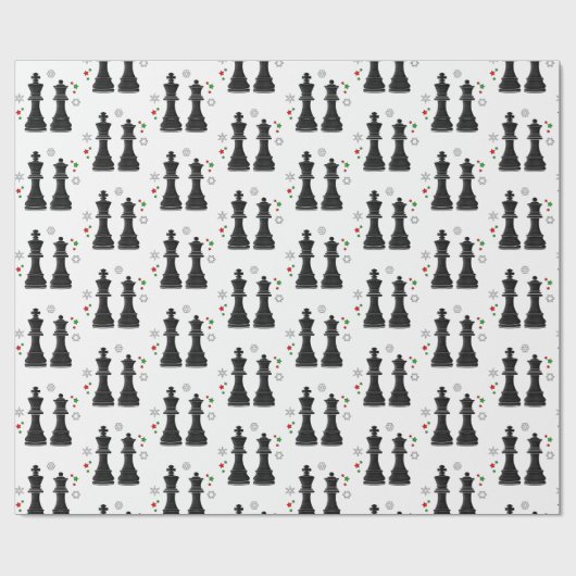 Chess King en Queen met Kerstmis Cadeaupapier (Vlak)