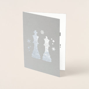Chess King en Queen met Kerstmis. Folie Kaarten