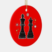 Chess King en Queen met Kerstmis. Keramisch Ornament (Rechts)