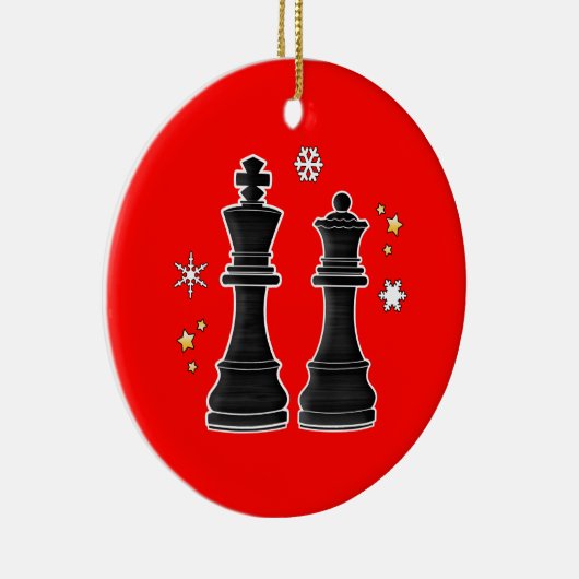 Chess King en Queen met Kerstmis. Keramisch Ornament (Rechts)