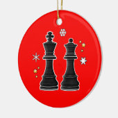 Chess King en Queen met Kerstmis. Keramisch Ornament (Links)
