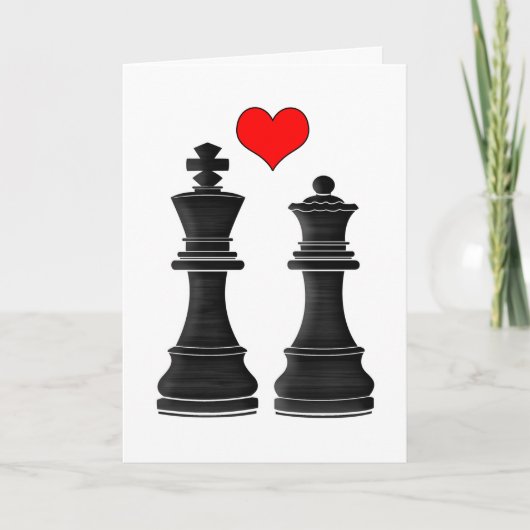 Chess King en Queen met Love Valentijnsdag Feestdagen Kaart (Voorkant)