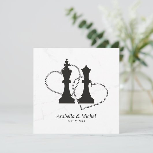 Chess King en Queen Pineersels Wedding Design (Staand voorkant)