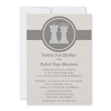 Chess King en Queen Wedding Invitation, Grey