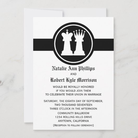 Chess King en Queen Wedding Invitation Kaart (Voorkant)
