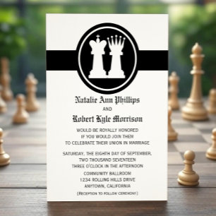 Chess King en Queen Wedding Invitation Kaart