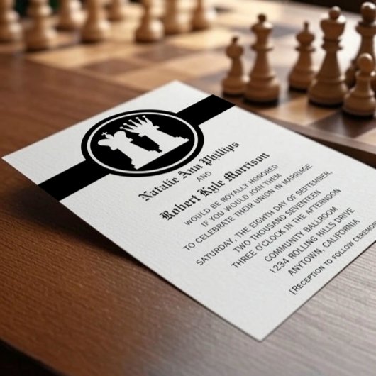 Chess King en Queen Wedding Invitation Kaart