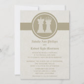 Chess King en Queen Wedding Invitation, Latte Kaart (Voorkant)