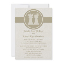 Chess King en Queen Wedding Invitation, Latte