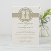 Chess King en Queen Wedding Invitation, Latte Kaart (Staand voorkant)