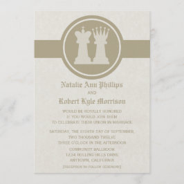 Chess King en Queen Wedding Invitation, Latte Kaart