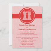 Chess King en Queen Wedding Invitation, Red Kaart (Voorkant)
