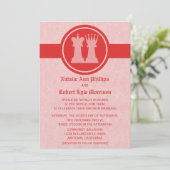 Chess King en Queen Wedding Invitation, Red Kaart (Staand voorkant)