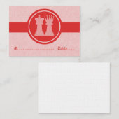 Chess King en Queen Wedding Place Cards, Red Plaatskaartje (Voorkant / Achterkant)