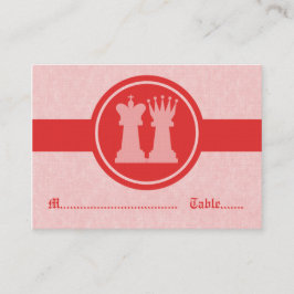 Chess King en Queen Wedding Place Cards, Red Plaatskaartje