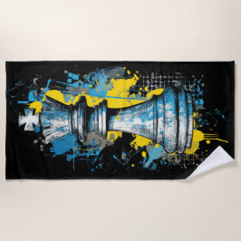 Chess King Graffiti Art – Urban Strategy Illustrat Strandlaken