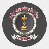 Chess King Laurel Crown Passion Strategie Macht Ronde Sticker (Voorkant)