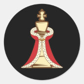 Chess King Piece Ronde Sticker (Voorkant)