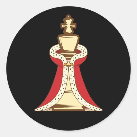 Chess King Piece Ronde Sticker (Voorkant)