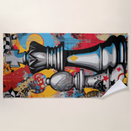 Chess King Pop Art Strategy Design Strandlaken