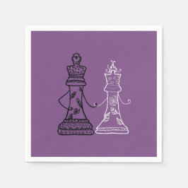 Chess King Queen Figures Napkins Servet