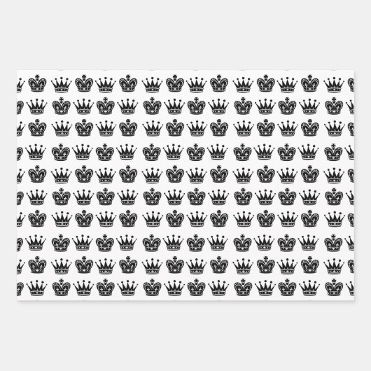 Chess King Queen Knight Black White Pattern Fun Inpakpapier Vel (Voorkant)