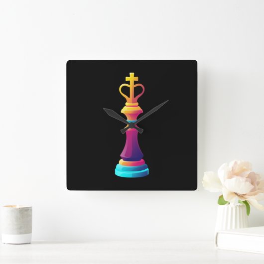 Chess King Square Wall klok (Huis)