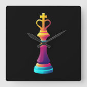 Chess King Square Wall klok (Voorkant)