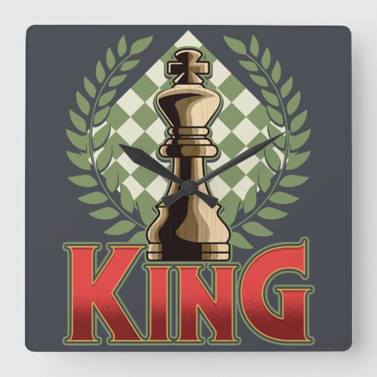 Chess King Vierkante Klok (Voorkant)
