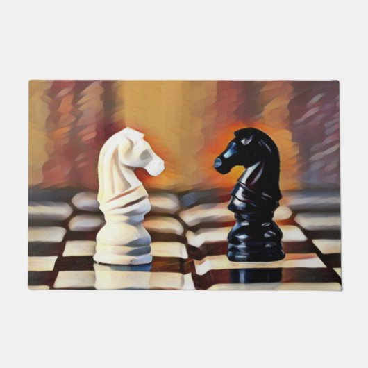 Chess Knight Chess Board Deurmat (Voorkant)