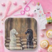 Chess Knight Chess Board Papieren Bordje (Feest)