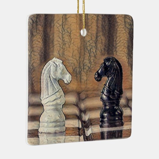 Chess Knight Chess Board Personeelszaken kerstmis Keramisch Ornament (Rechts)