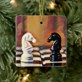 Chess Knight Chess Board Personeelszaken kerstmis Keramisch Ornament