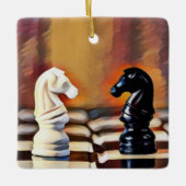 Chess Knight Chess Board Personeelszaken kerstmis Keramisch Ornament (Voorkant)
