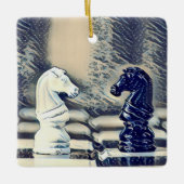 Chess Knight Chess Board Personeelszaken kerstmis Keramisch Ornament (Voorkant)