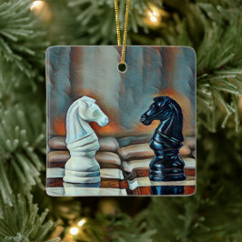 Chess Knight Chess Board Personeelszaken kerstmis Keramisch Ornament