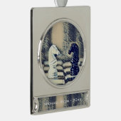 Chess Knight Chess Board Personeelszaken kerstmis Verzilverd Banner Ornament (Rechts)