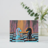 Chess Knight Chess Board Pop Art Briefkaart (Staand voorkant)