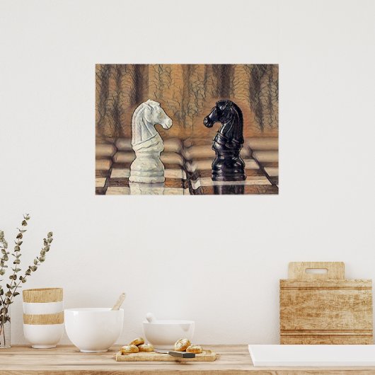 Chess Knight Chess Board Poster (Keuken)