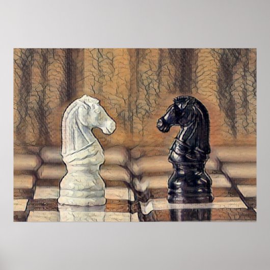 Chess Knight Chess Board Poster (Voorkant)