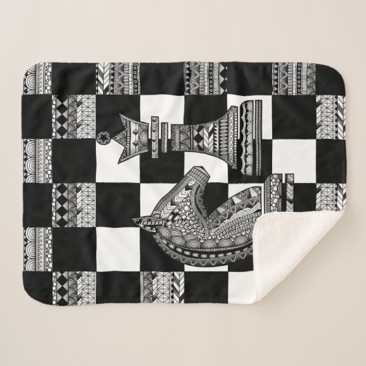 Chess Knight en Queen - Zen Art Sherpa Deken (Voorkant (horizontaal))
