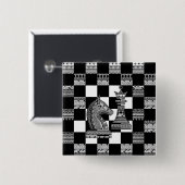 Chess Knight en Queen - Zen Art Vierkante Button 5,1 Cm (Voorkant /achterkant)