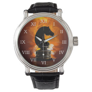 Chess Knight in Flames Horloge
