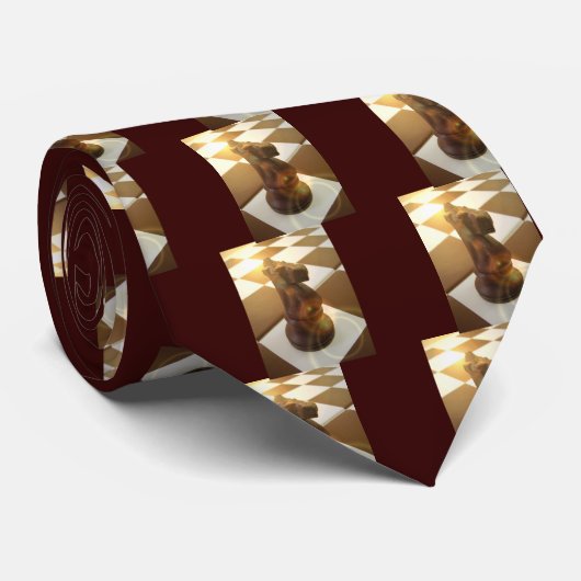 Chess Knight Mannen Stropdas (Opgerold)