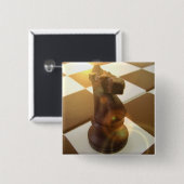 Chess Knight Square Pin Vierkante Button 5,1 Cm (Voorkant /achterkant)