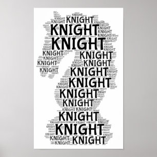 Chess Knight Word Afbeelding Poster